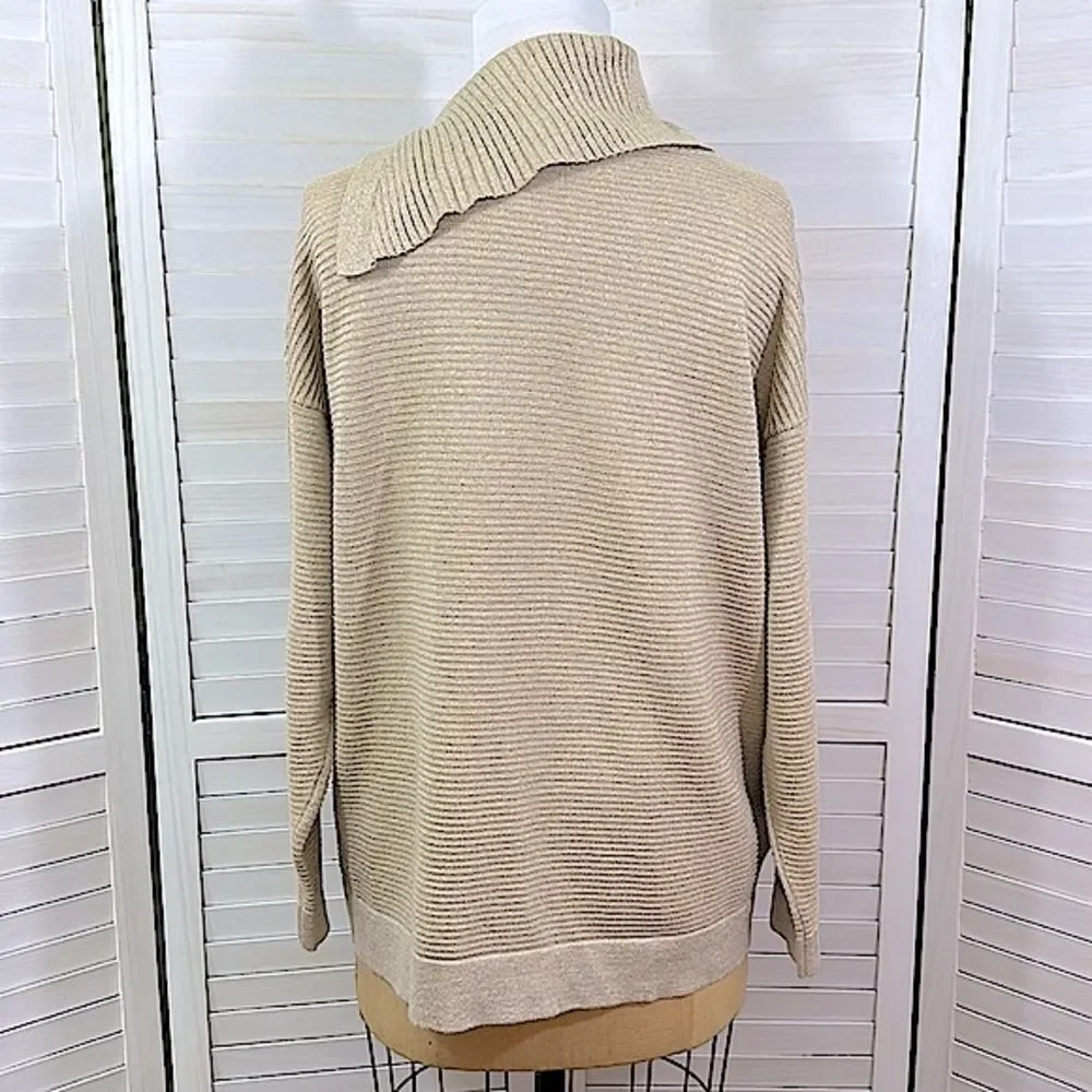 Chico’s Sweater Tunic Size 3 (16) XL Beige Sparkling Jeweled  NWOT